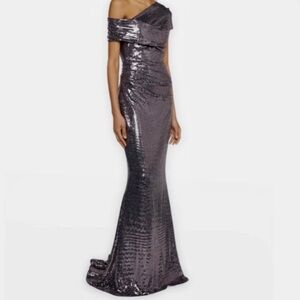 Talbot Runhof Asymmetrical One Shoulder Gown
